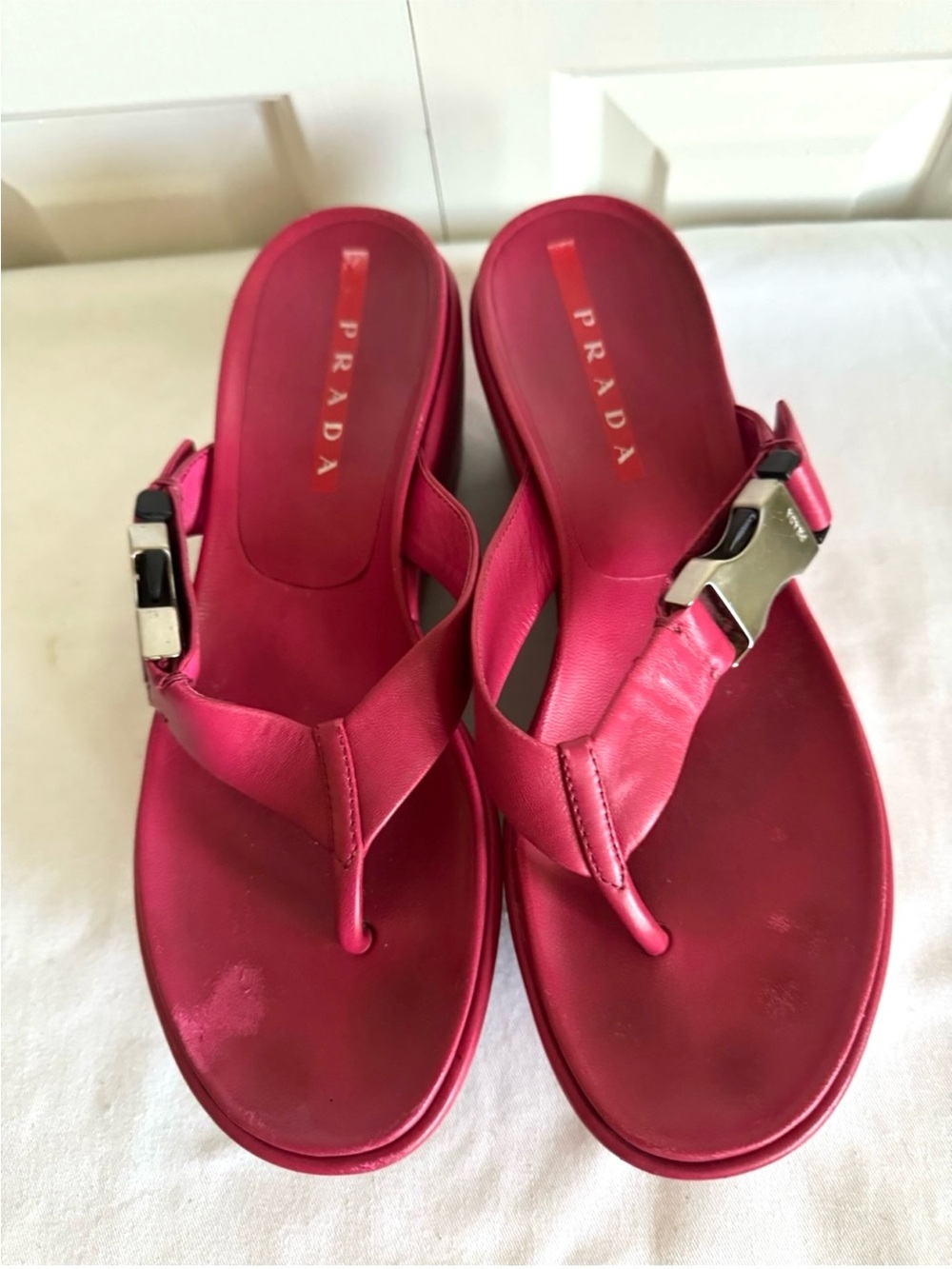 Prada Hot Pink Platform Thong Sandals 7/37